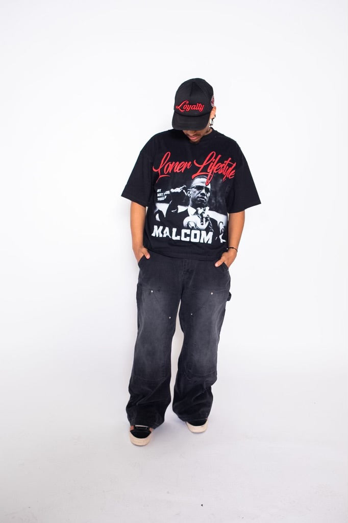 Malcolm X Loner Graphic Tee – Black