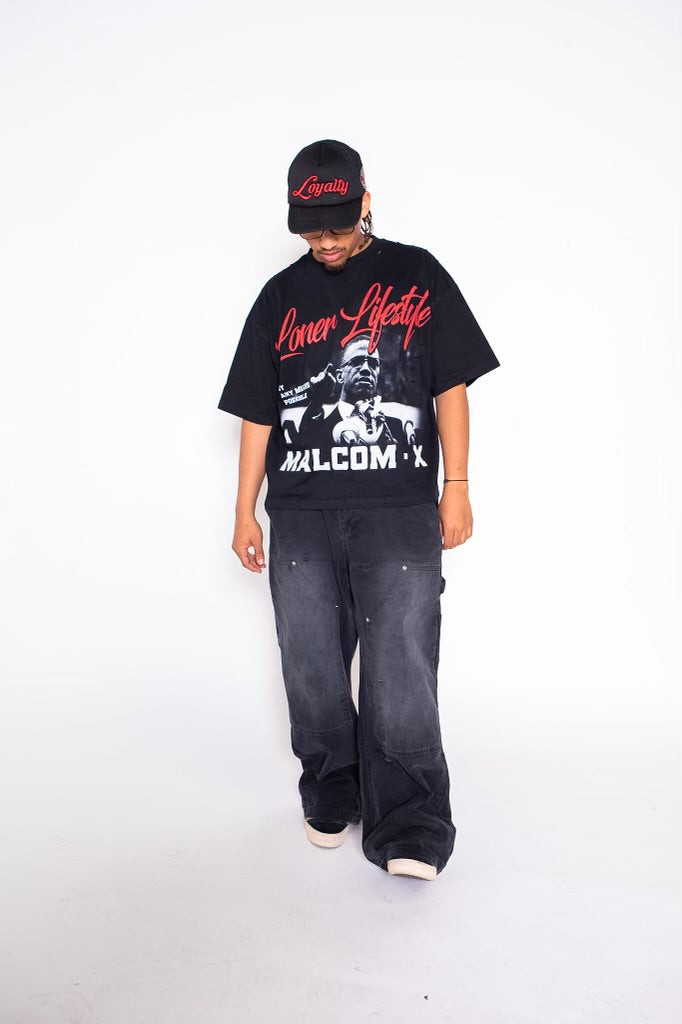 Malcolm X Loner Graphic Tee – Black