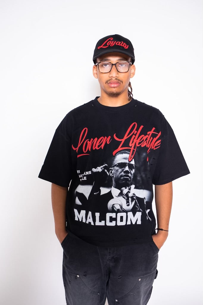 Malcolm X Loner Graphic Tee – Black